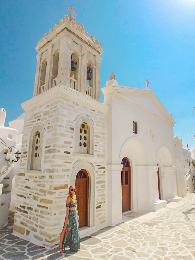 White church in Marpissa, Paros