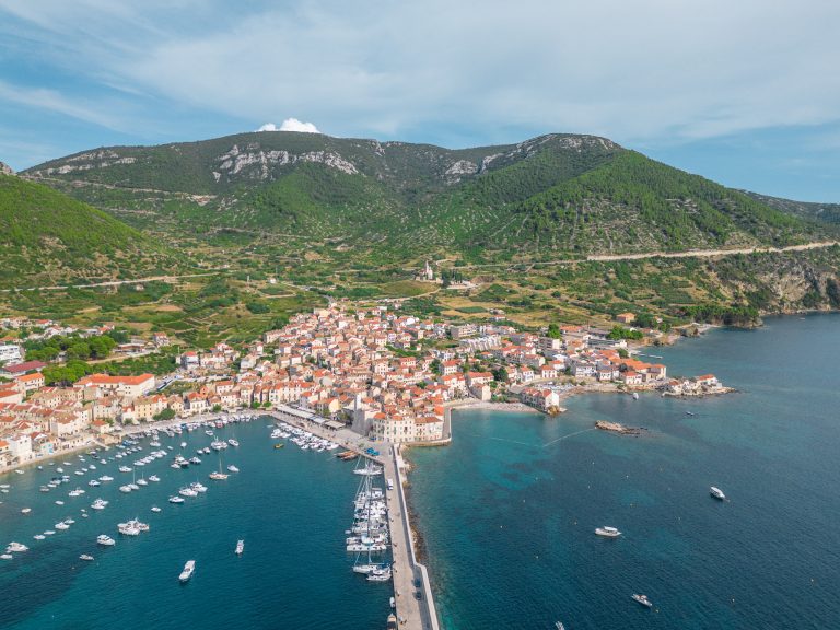 Best Instagram photo spots in Komiza in Vis, Croatia - drone shot of Komiza, Croatia