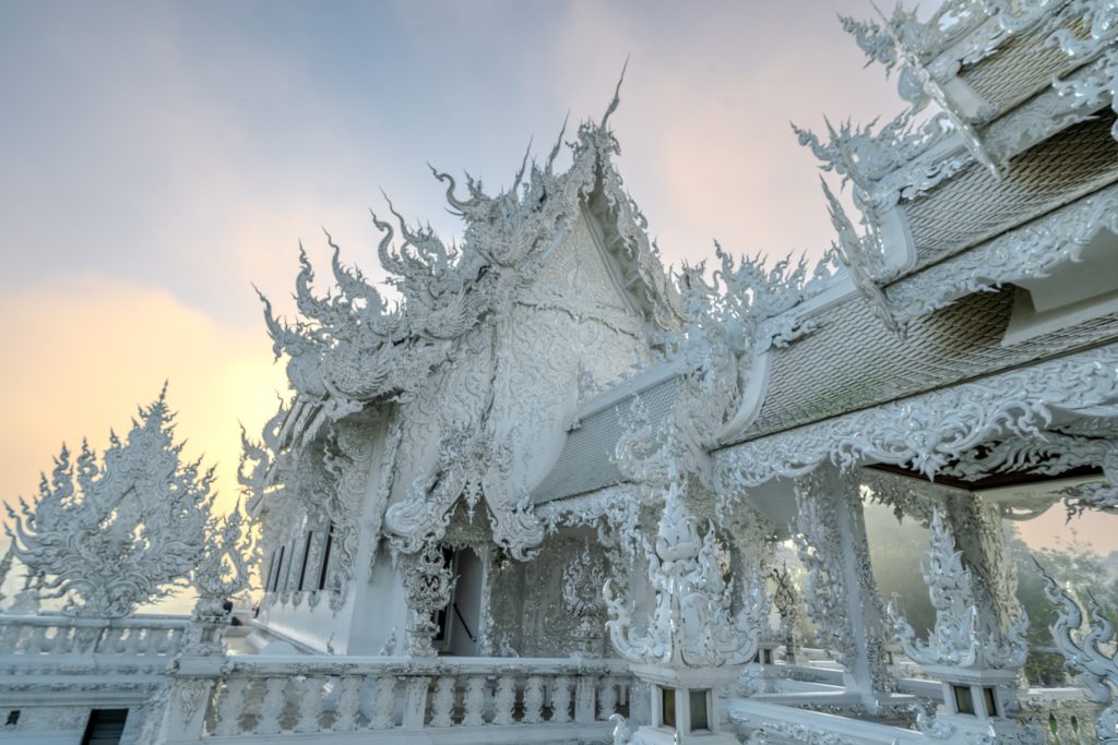 White Temple after sunrise in Chiang Thai, Thailand - one of the best temples in Chiang Rai